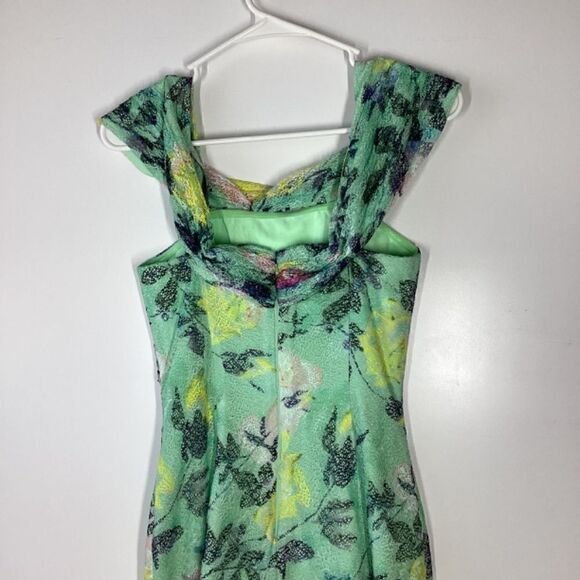 ML Monique Lhuillier Allie Floral Print Lace Midi Dress Off Shoulder Size 2 - Picture 9 of 16
